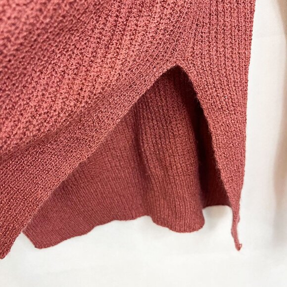 Lulus Rust Orange Crewneck Pullover Sweater Side Slits Minimalist Boho MEDIUM - Picture 3 of 7